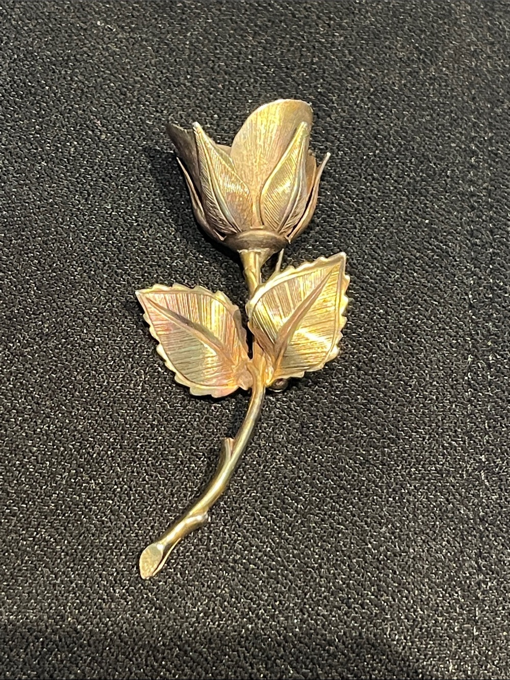 Vintage Giovanni Signed Gold Tone Rosebud Brooch 3D Floral Rose Pin Designer